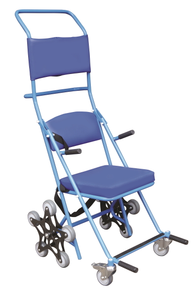 Wózek schodowy ręczny z podgłówkiem, tapicerka w kolorze niebieskim - T673VB
