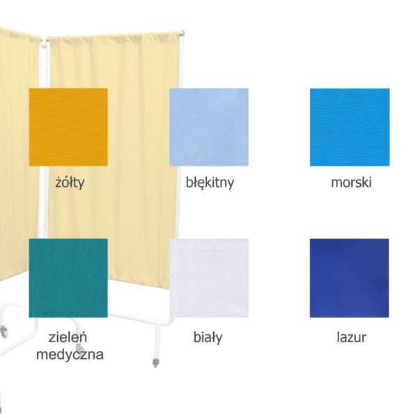 Ekrany parawanów medycznych - 7 kolorów do wyboru: żółty, błękitny, morski, zieleń medyczna, biały, lazur