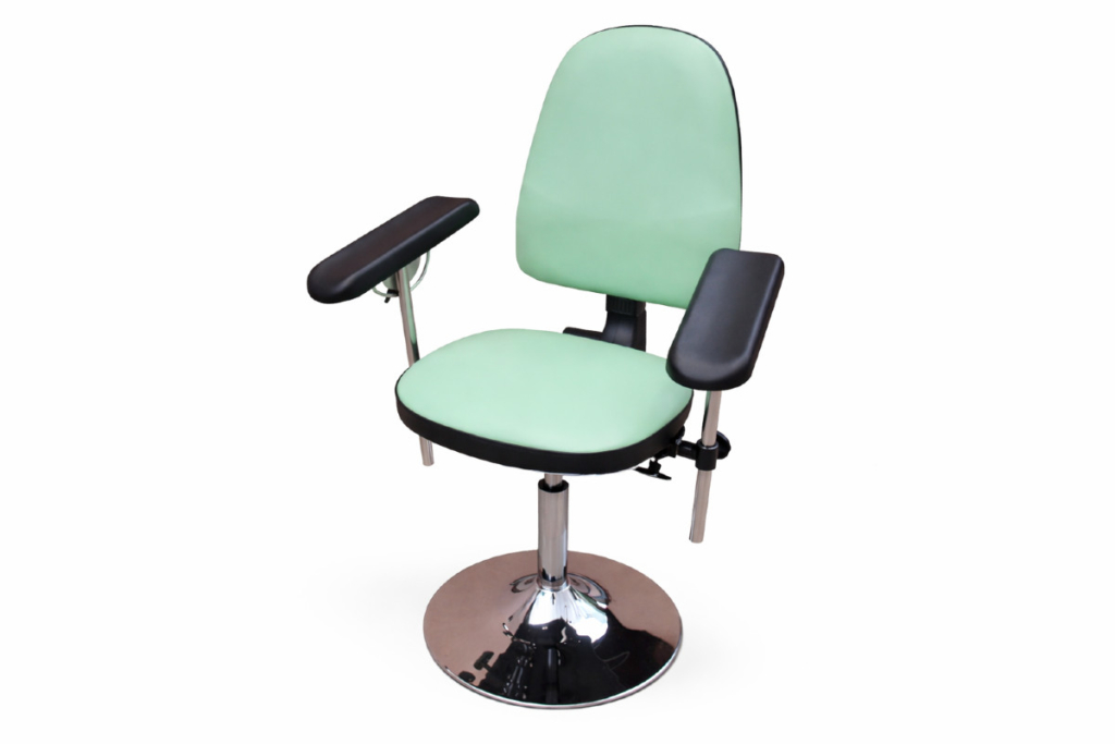 zielony fotel do pobierania krwi